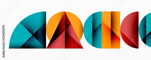 Minimal geometric abstract background. Circle square and triangle design