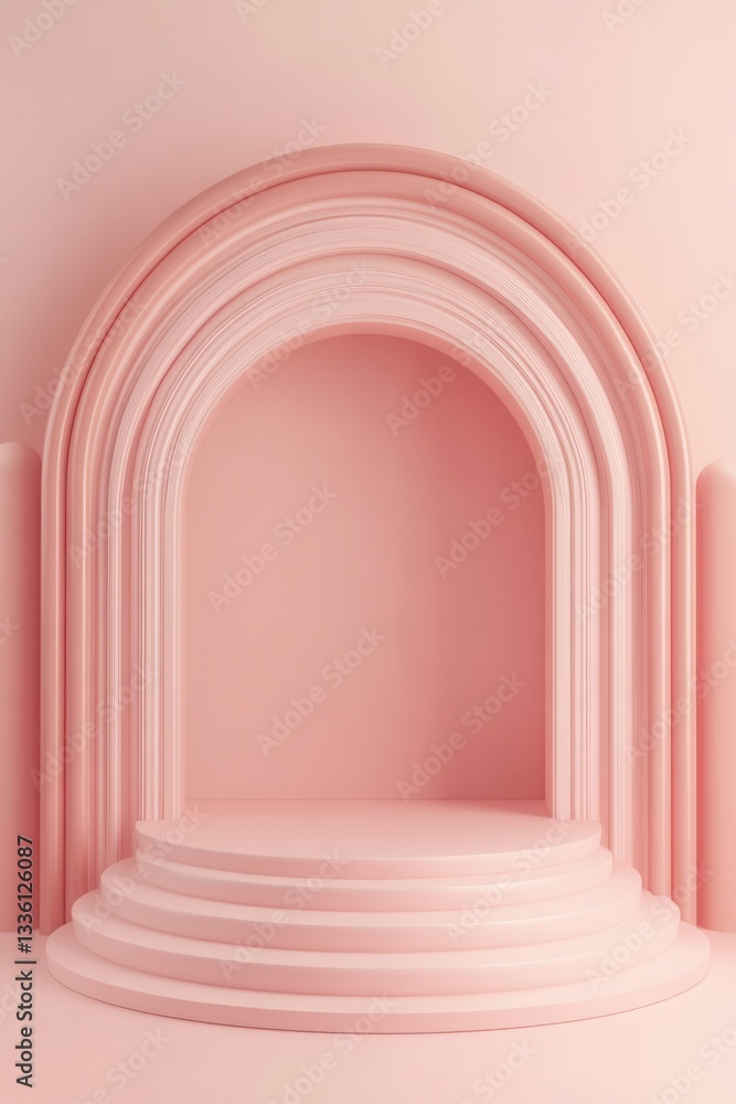 Elegant, pastel pink archway podium Elegant, pastel pink archway podium