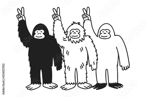 Bigfoot Silhouette Icon Collection Mysterious and Powerful