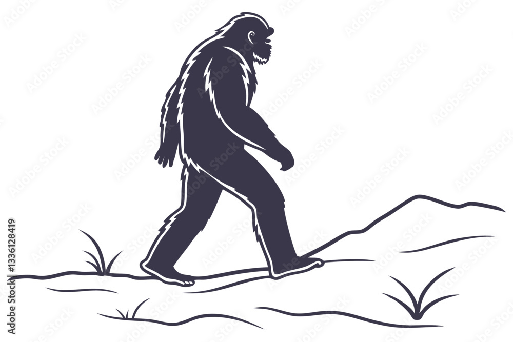 Fototapeta premium Exploring the Forest: Bigfoot Silhouettes in Icon Form