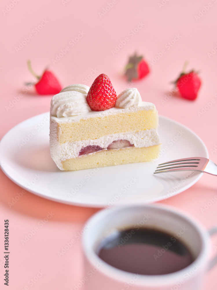 いちごショートケーキとコーヒー いちごショートケーキとコーヒー
