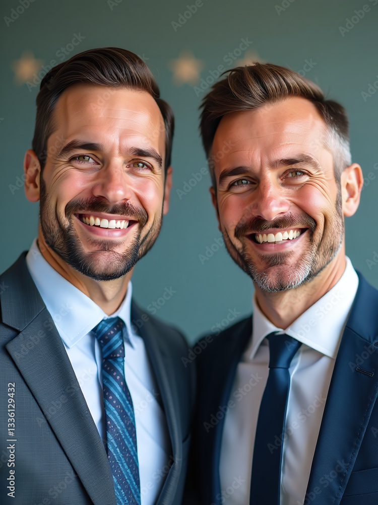 Businessmen Showing Happy Smiles On Their Faces Is Associated With A High Rating And Overall Customer Satisfaction On World Mental Health Day. Businessmen Showing Happy Smiles On Their Faces Is Associated With A High Rating And Overall Customer Satisfaction On World Mental Health Day.
