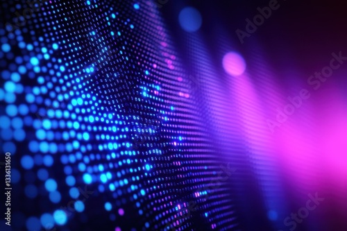 Abstract Blue Purple LED Light Display Digital Data Flow Technology Background