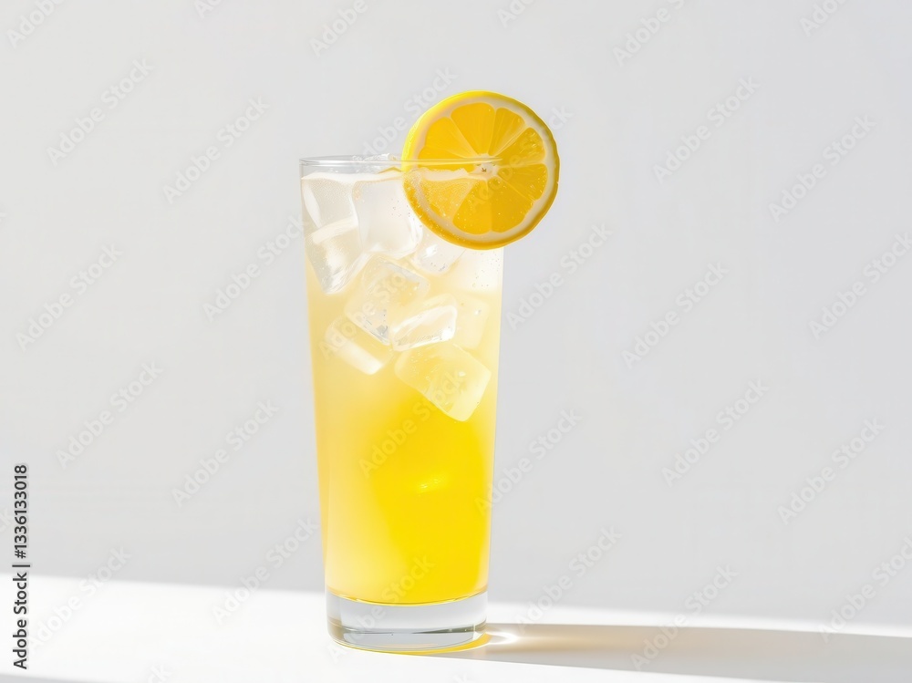 Refreshing Iced Lemon Drink in Tall Glass Refreshing Iced Lemon Drink in Tall Glass
