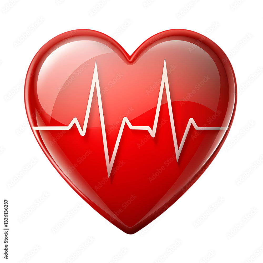 Heart Health: EKG Rhythm Icon on transparent background Heart Health: EKG Rhythm Icon on transparent background
