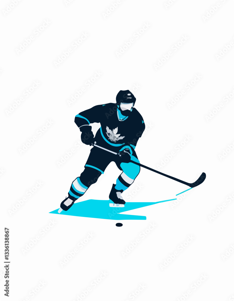 Obraz premium Professional hockey player skating and handling the puck during a game
