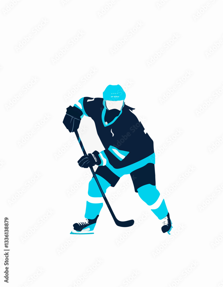 Professional hockey player skating and handling the puck during a game Professional hockey player skating and handling the puck during a game
