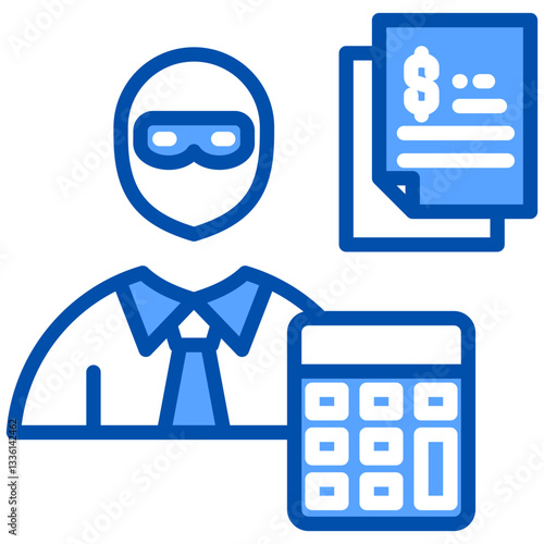 Accounting icon in Blue Color Style. Simple Vector Design. Simple Vector Flat Icon