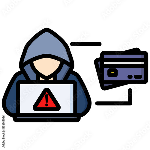 Thief icon in Flat Color Style With Outline. Simple Vector Design. Simple Vector Flat Icon