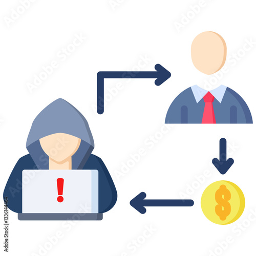 Extortion icon in Flat Color Style. Simple Vector Design. Simple Vector Flat Icon