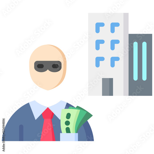 Embezzlement icon in Flat Color Style. Simple Vector Design. Simple Vector Flat Icon