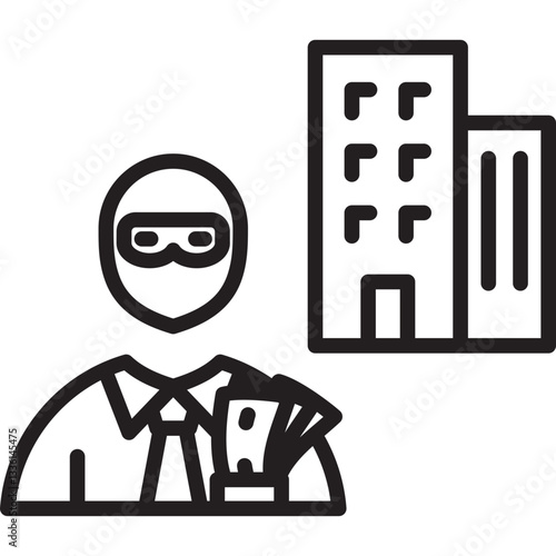 Embezzlement icon in Outline Style. Simple Vector Design. Simple Vector Outline Icon