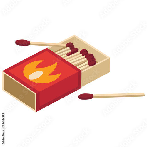 Assorted Matches Ignited Burnt and Stored in Vector Art