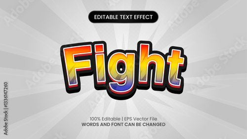 Fight modern comic style 3d editable text effect graphic style