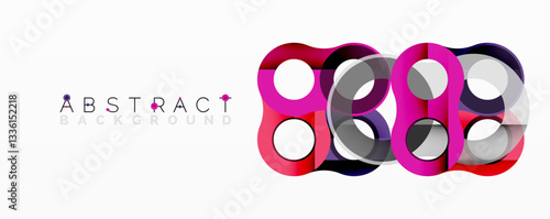 Abstract circle element composition with overlapping circular and tubular shapes featuring smooth gradients, transparency effects, and dynamic layering