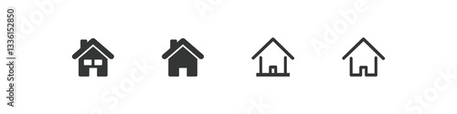Web home icon for apps and websites, House icon, Home sign in circle or Main page icon in filled, thin line, outline and stroke style for apps and website.