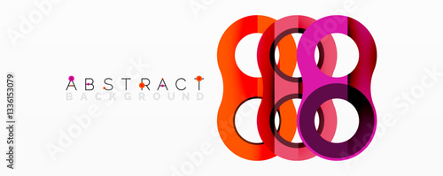 Abstract geometric pattern with interlocking circular and tubular shapes featuring smooth gradients, sharp contrasts, and dynamic layering