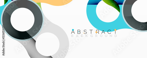 Abstract geometric pattern with interlocking circular and tubular shapes featuring smooth gradients, sharp contrasts, and dynamic layering