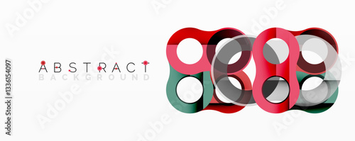 Abstract circle element composition with overlapping circular and tubular shapes featuring smooth gradients, transparency effects, and dynamic layering