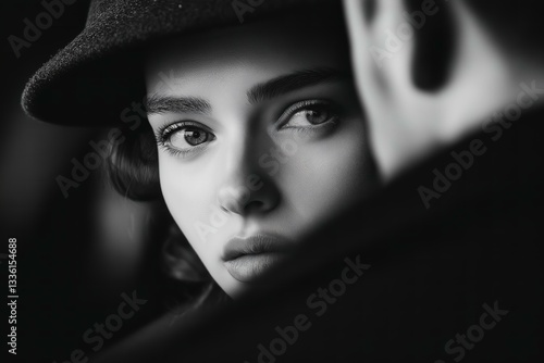 Woman and Man Looking at Each Other, Film Noir Style