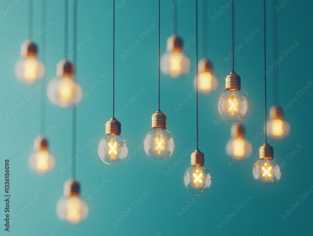 Illuminating Ideas: A Symphony of Glowing Light Bulbs for Creative Inspiration and Energy-Efficient Design, Perfect for Innovation and Bright Solutions Illuminating Ideas: A Symphony of Glowing Light Bulbs for Creative Inspiration and Energy-Efficient Design, Perfect for Innovation and Bright Solutions