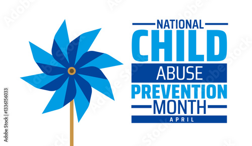 National Child Abuse Prevention Month background banner or poster design template. observed every year in  April. Holiday concept. Use to any Template, card, poster, placard, template.