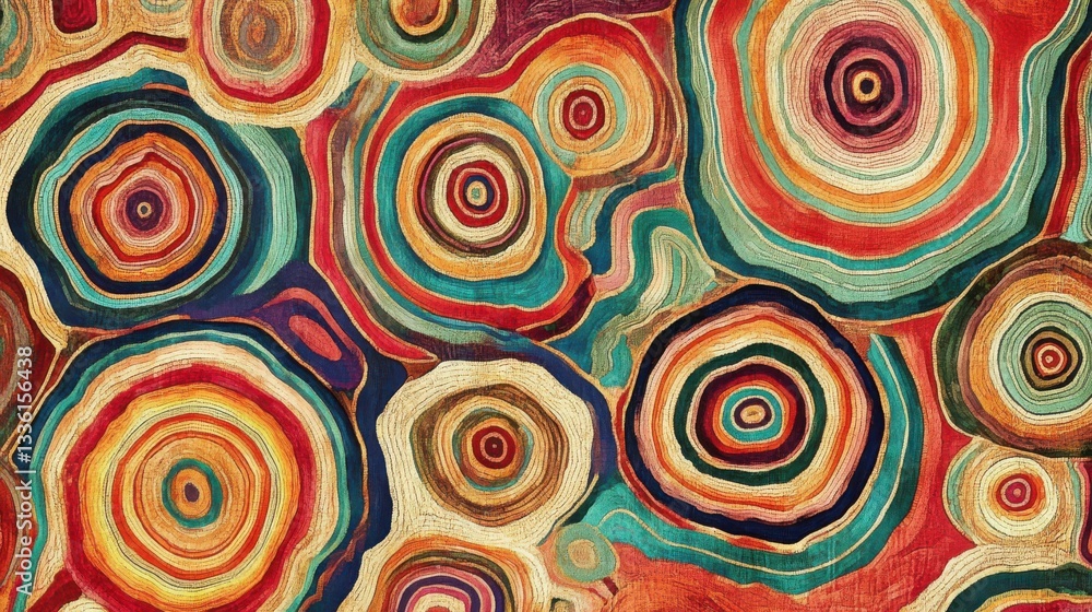 Fototapeta premium Colorful Abstract Pattern with Circular Shapes and Texture