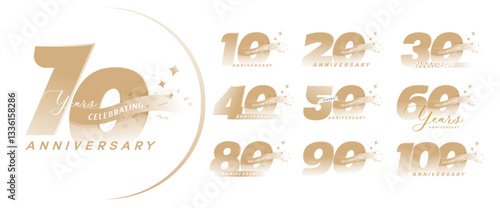 set of anniversary logo for celebration moment, company profile, booklet, leaflet, magazine, brochure, web, invitation or greeting card