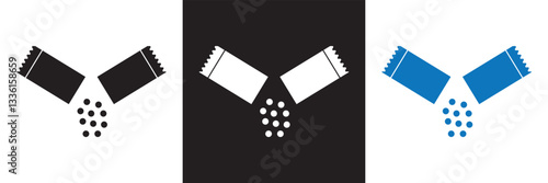 Packet soluble powder icon . Vector illustration. isolated on white and black background. EPS 10