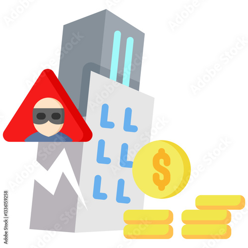 Insolvency icon in Flat Color Style. Simple Vector Design. Simple Vector Flat Icon
