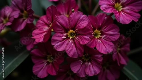 close-up of a cluster of vibrant magenta flowers with delicate petals