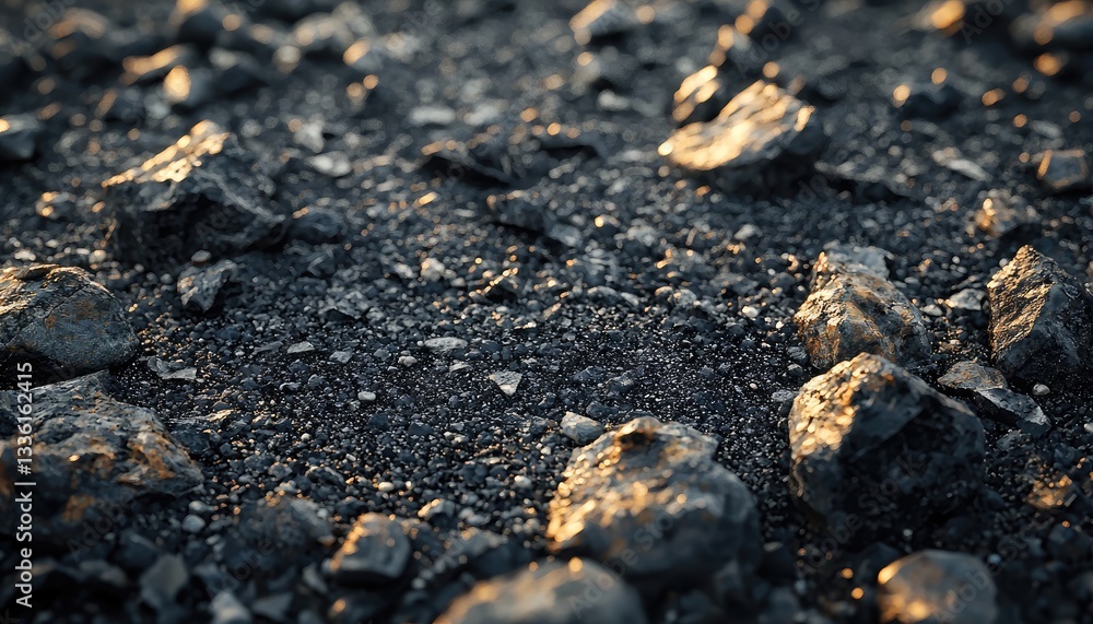 Close up view of rocks gravel and sunlight on the ground Close up view of rocks gravel and sunlight on the ground