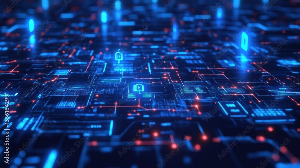 Obraz premium AI-Enhanced Cybersecurity Firewall Protecting Digital Data