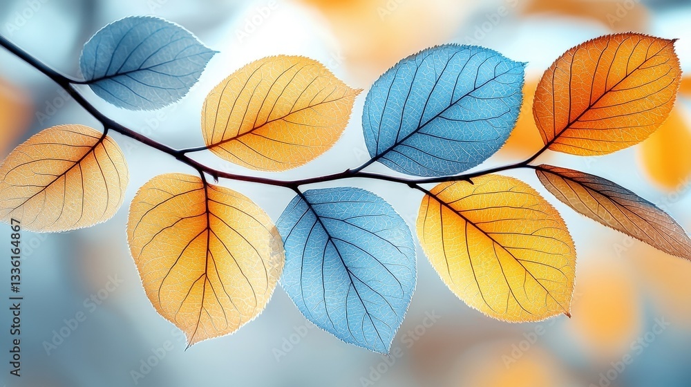 Delicate Autumn Leaves with a Frosty Touch in Soft Pastel Background during Fall Season Delicate Autumn Leaves with a Frosty Touch in Soft Pastel Background during Fall Season