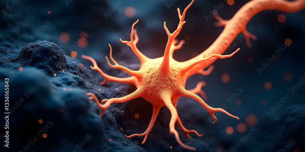 detailed 3d render of a neuron cell detailed 3d render of a neuron cell