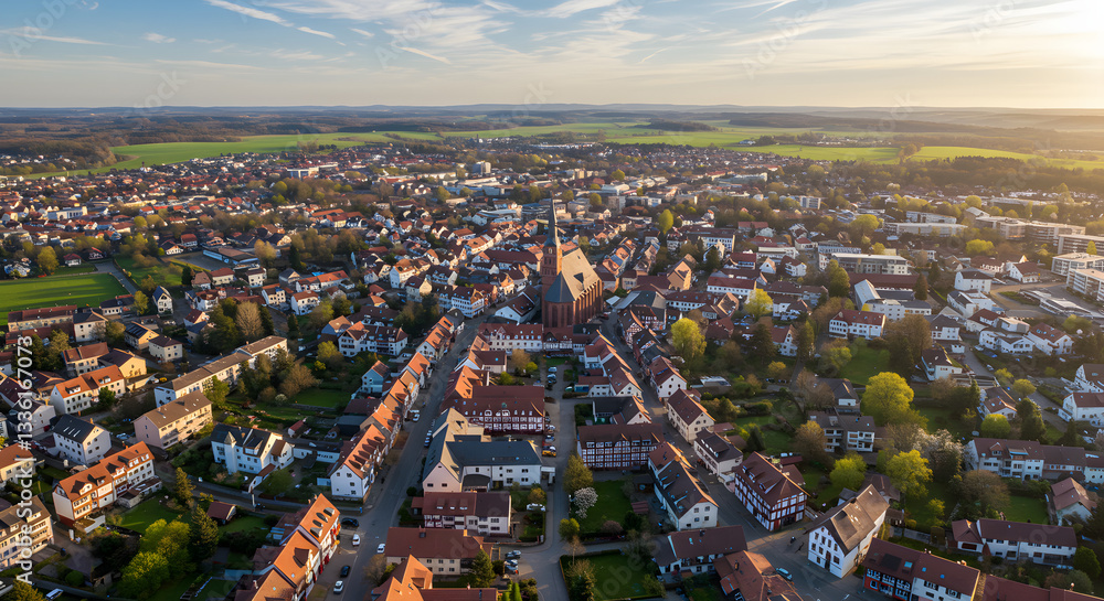 Fototapeta premium A Stunning Aerial View of Bretten, Germany, on a Bright Spring Day 