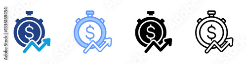 Efficiency icon set multiple style collection