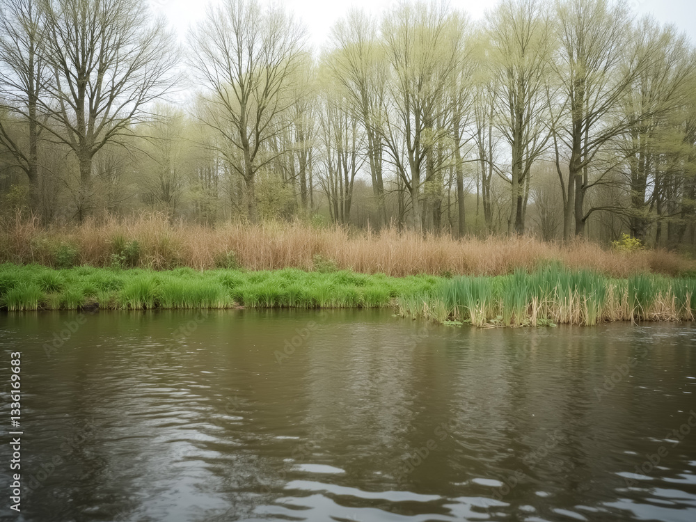 serene landscape with calm water reflecting trees serene landscape with calm water reflecting trees