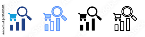 Market Research icon set multiple style collection