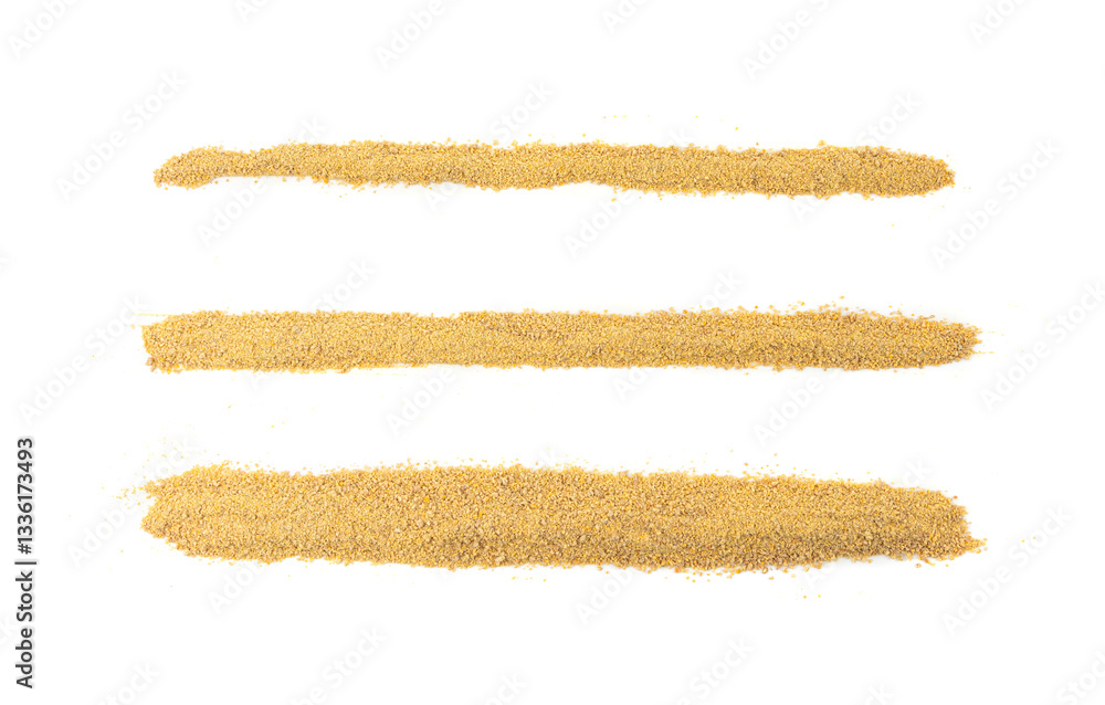 Fototapeta premium Ground fenugreek seeds, milled dry trigonella powder, spicy methi dana pounded grains