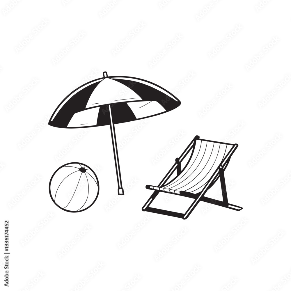 This icon depicts a beach chair under the sun, embodying the essence of summertime, relaxation, and coastal enjoyment. This icon depicts a beach chair under the sun, embodying the essence of summertime, relaxation, and coastal enjoyment.