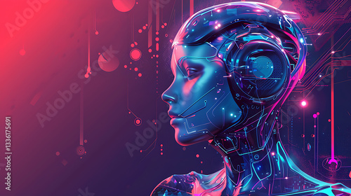 Futuristic Cybernetic Woman with Neon Sci-Fi Aesthetic