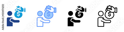 Borrower icon set multiple style collection