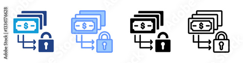Secured Loan icon set multiple style collection