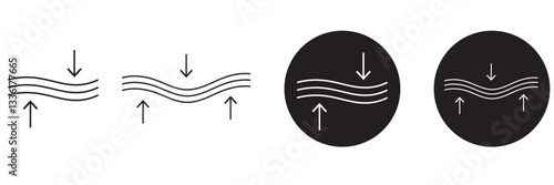 Compression arrows icon. Elasticity icon design on a white and black background . 1176