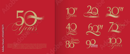 set of anniversary logo for celebration moment, company profile, booklet, leaflet, magazine, brochure, web, invitation or greeting card