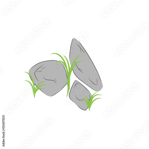 vector stone with grass