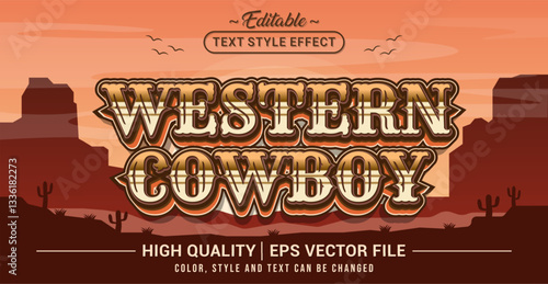 Editable text style effect - Western Cowboy text style theme. Vector text style illustration template.