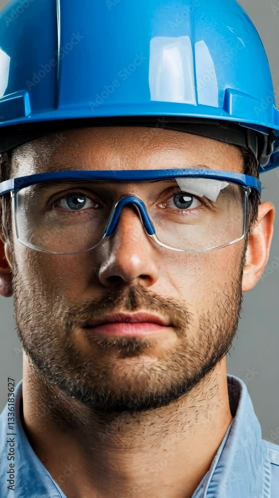 Construction worker in safety gear poses confidently for a portrait indoors Construction worker in safety gear poses confidently for a portrait indoors