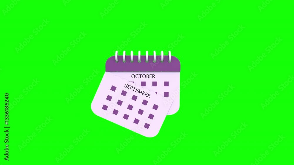 Calendar months page reveal time concept Loop 3d animation with Alpha Channel Calendar months page reveal time concept Loop 3d animation with Alpha Channel